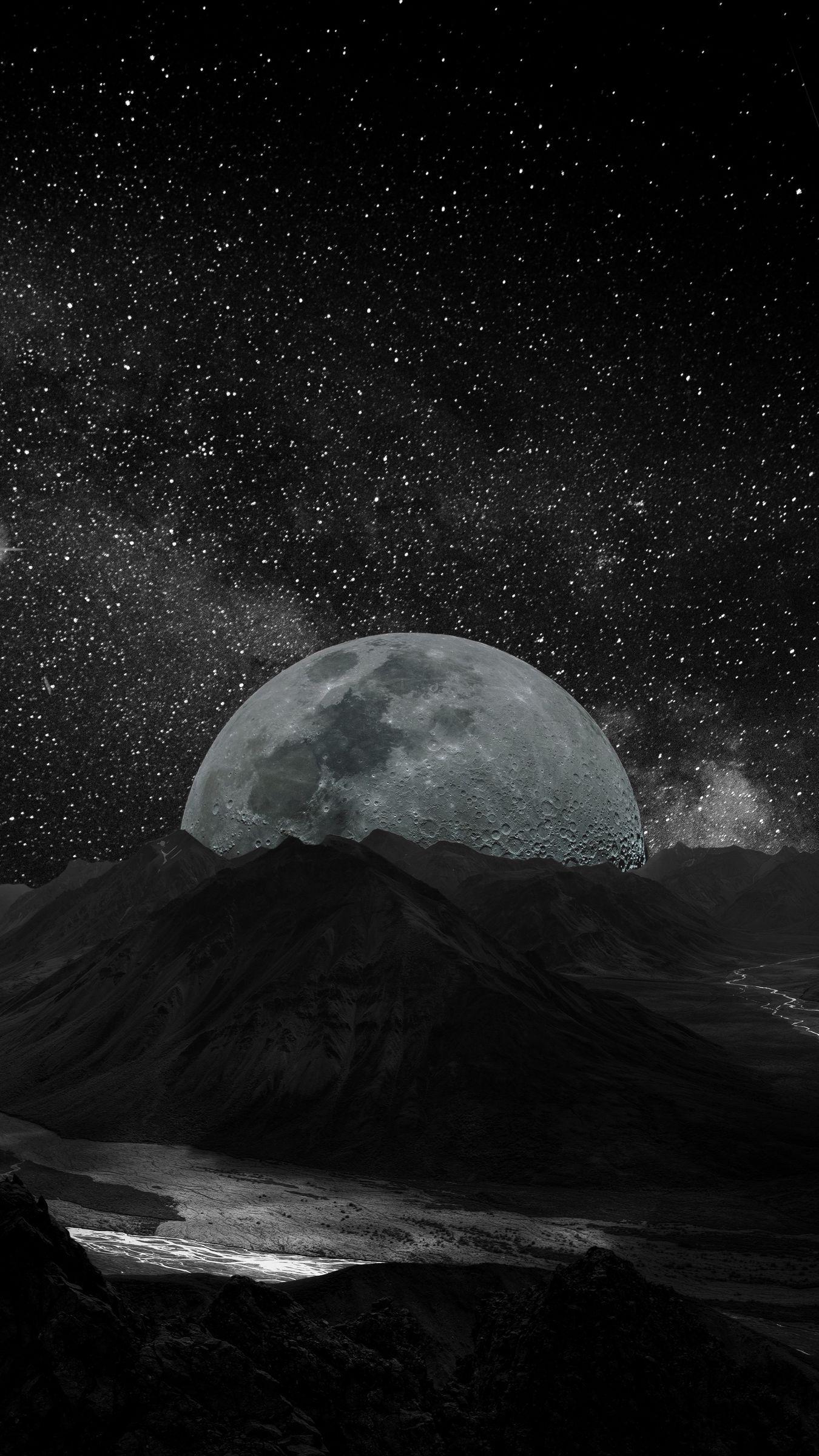 1350x2400 Download wallpaper 1350x2400 moon, planet, stars, galaxy, space
