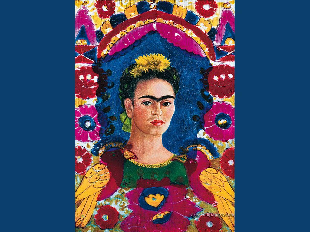 1024x768 Frida Kahlo Self Portrait Bright Wallpaper