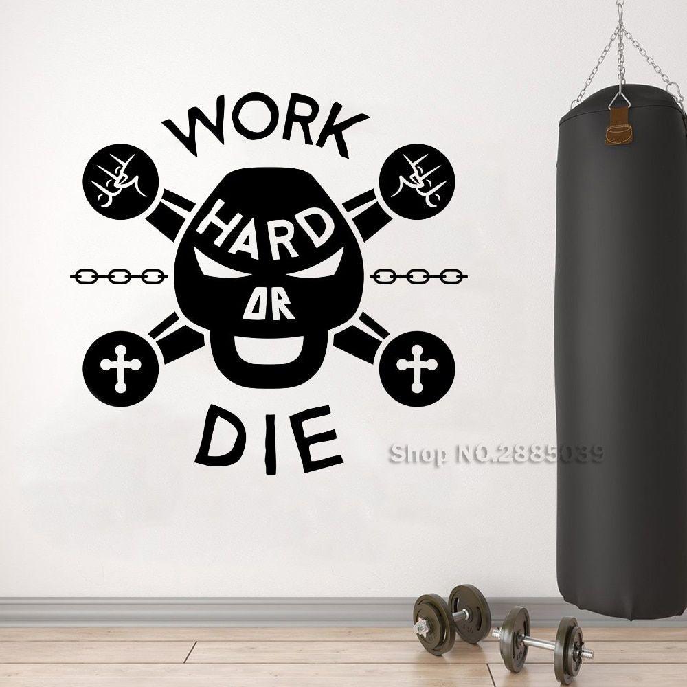 1000x1000 Bodybuilding Skull Quote Fitness Wall Decal Gym Words Wall