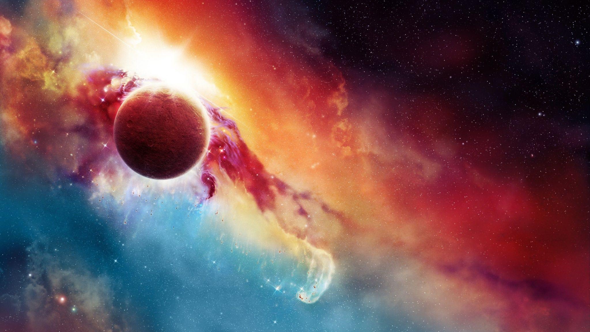 2048x1152 Planet In Space Abstract Wallpaper