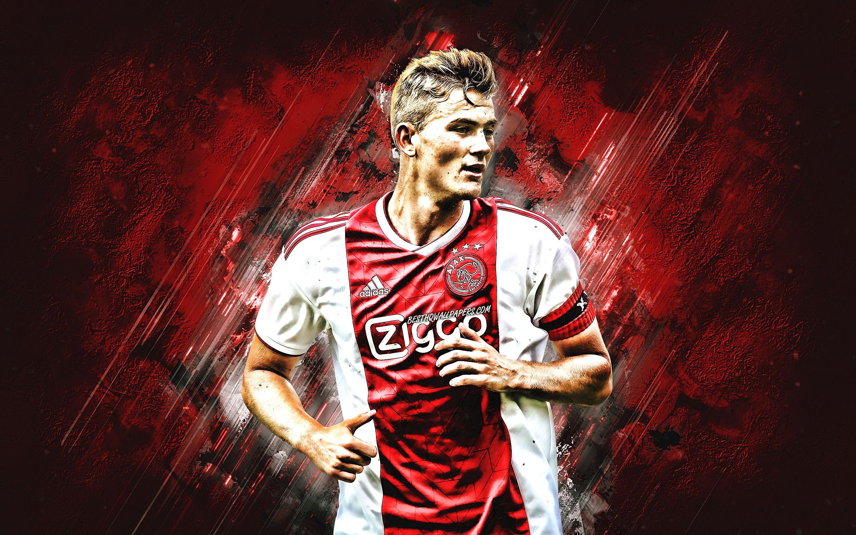 2880x1800 Download wallpaper Matthijs de Ligt, red stone, Ajax FC, dutch