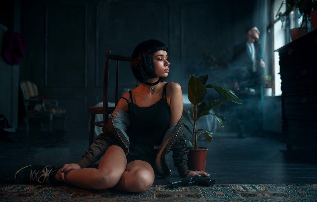 1332x850 Wallpaper girl, gun, Leon, based on the movie, Maks Kuzin, MATILDA