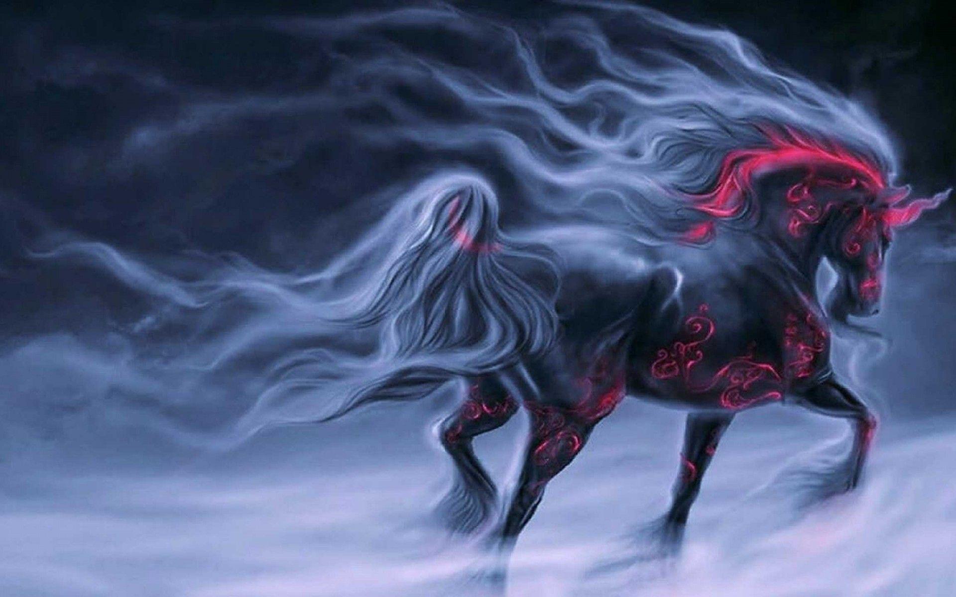 1920x1200 Black Unicorn Horse Wallpaper HD Download :