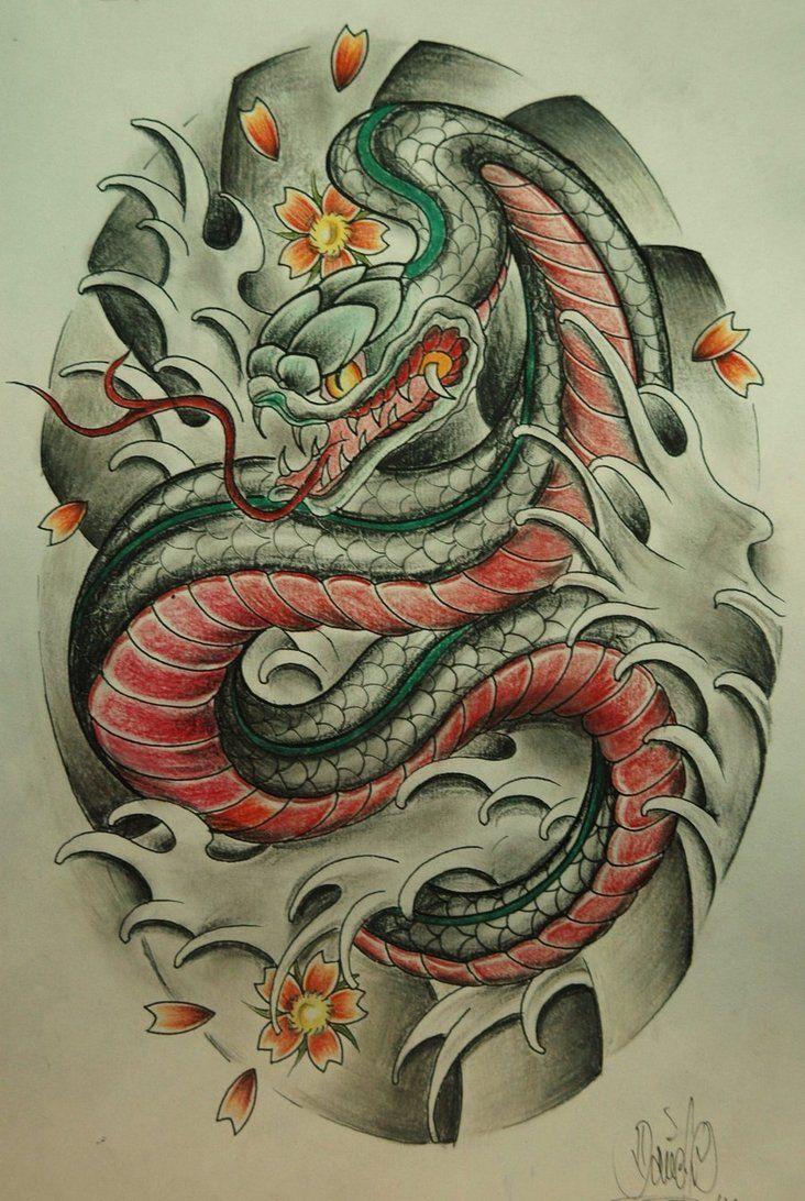 Neojapanese snake coiling around an  Desert Nik Tattoo  Facebook