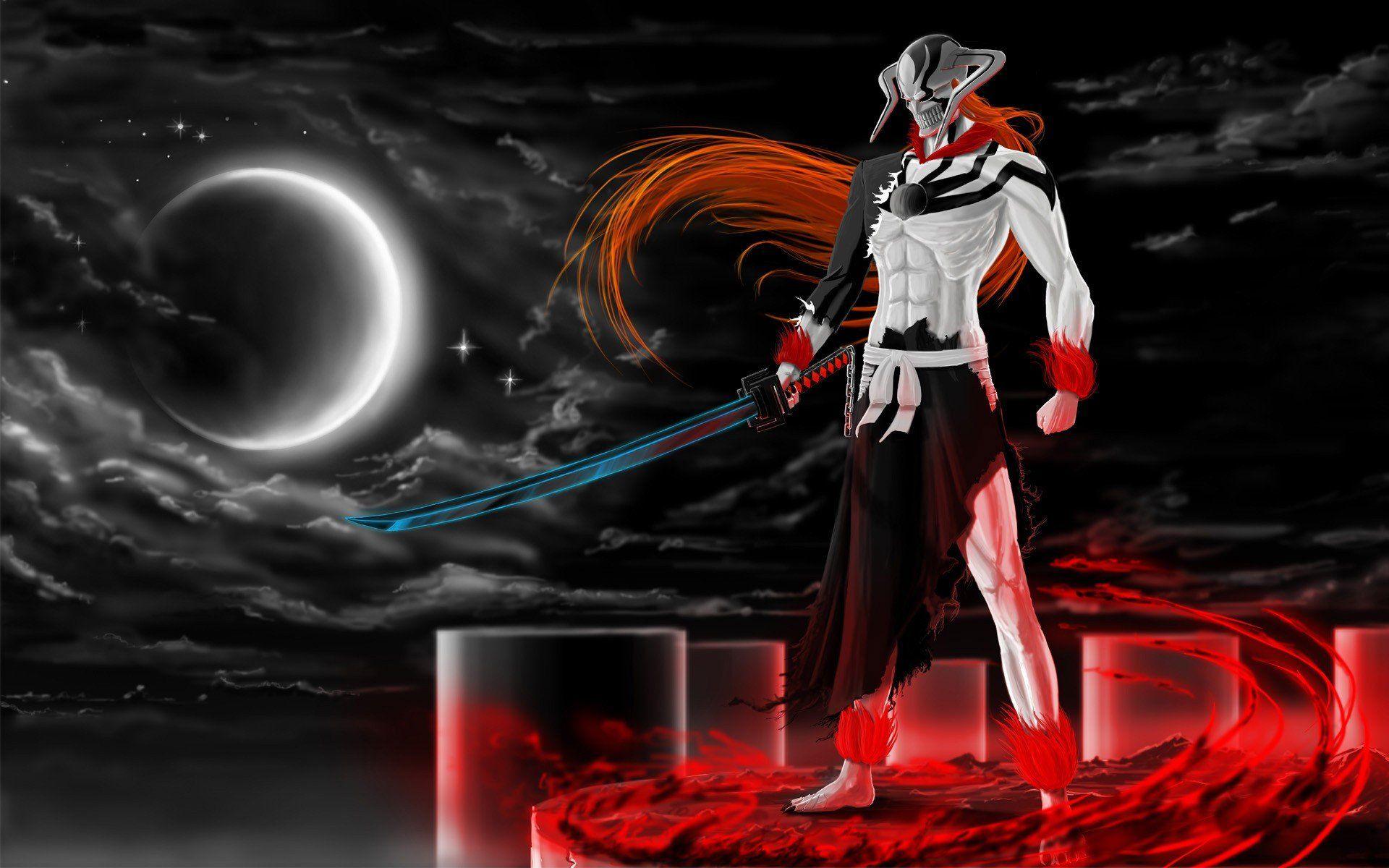 1920x1200 bleach, Moon, Hollow, Ichigo, Pillars, Swords, Vastolorde, Hueco