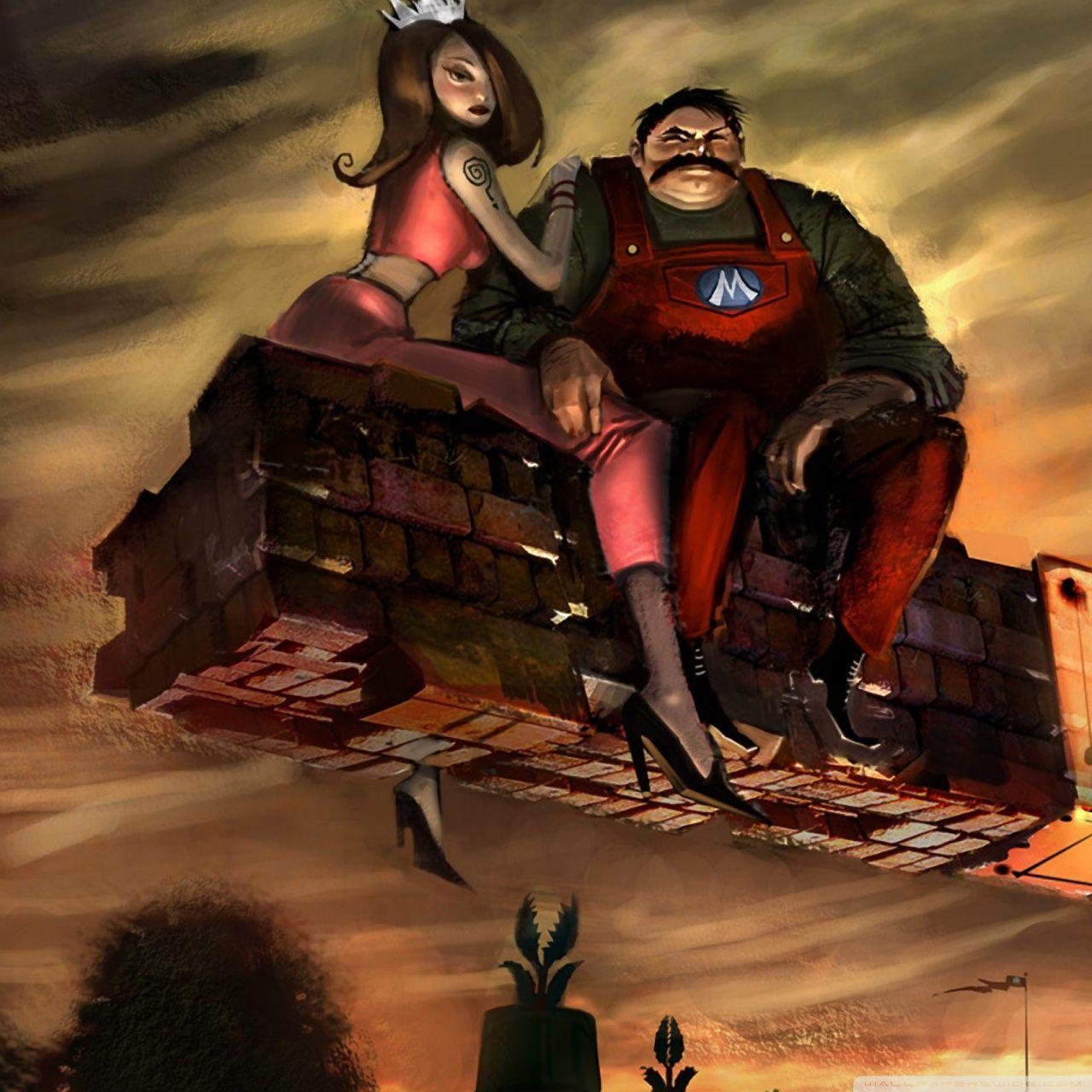 1280x1280 Luigi And Princess Daisy Artwork Ultra HD Desktop Background