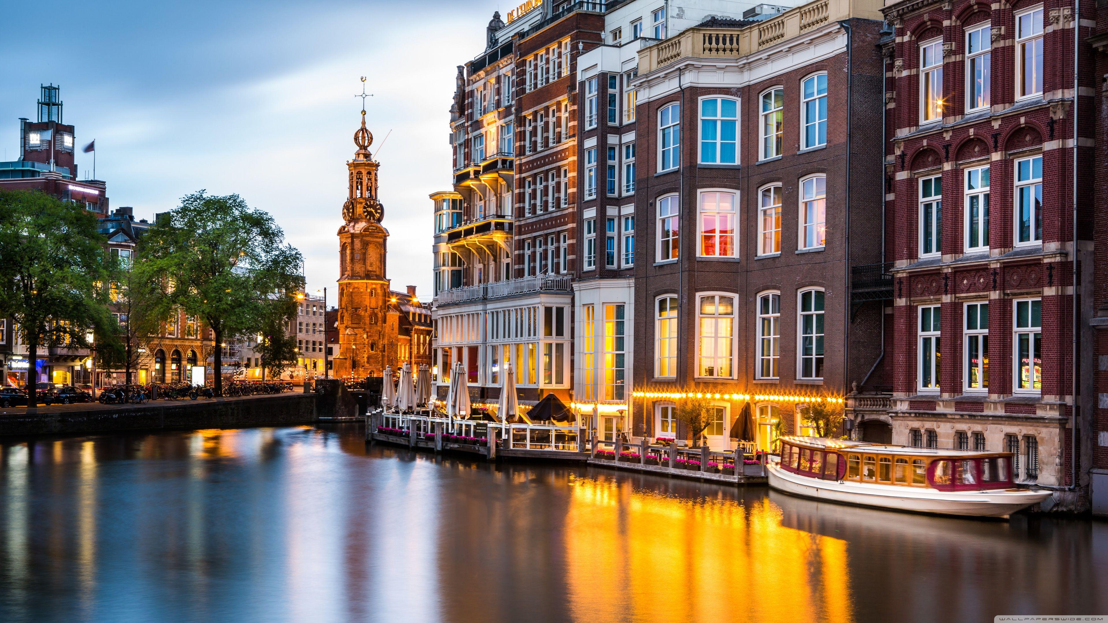 3840x2160 Canals of Amsterdam, Netherlands Ultra HD Desktop Background