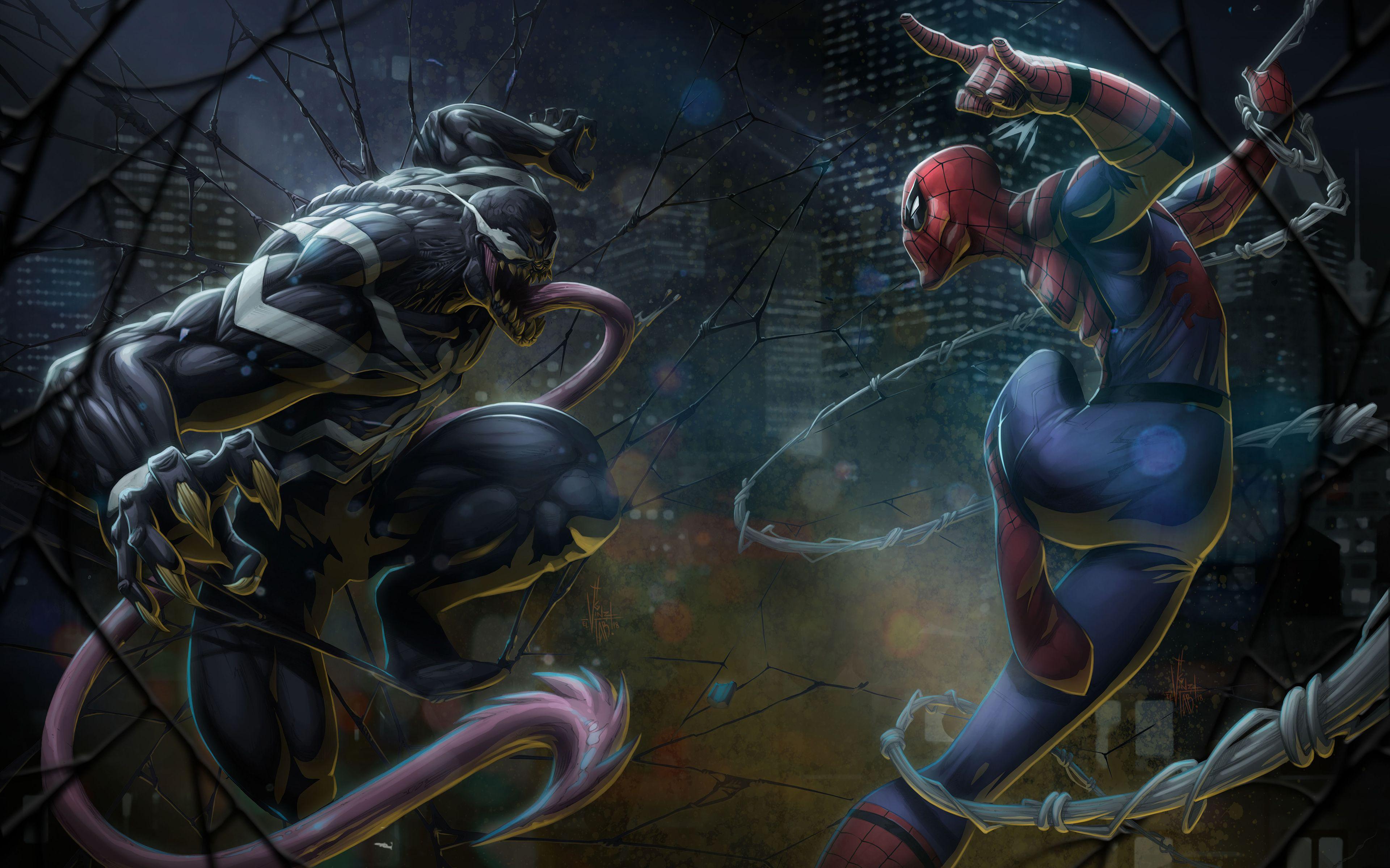 3840x2400 Venom vs Spider Man 5K Wallpaper