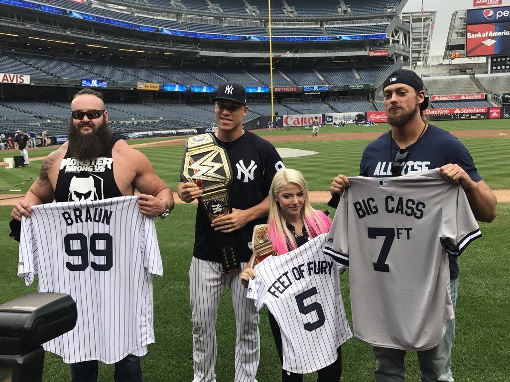 1024x768 WATCH: WWE Superstars present Aaron Judge with championship belt