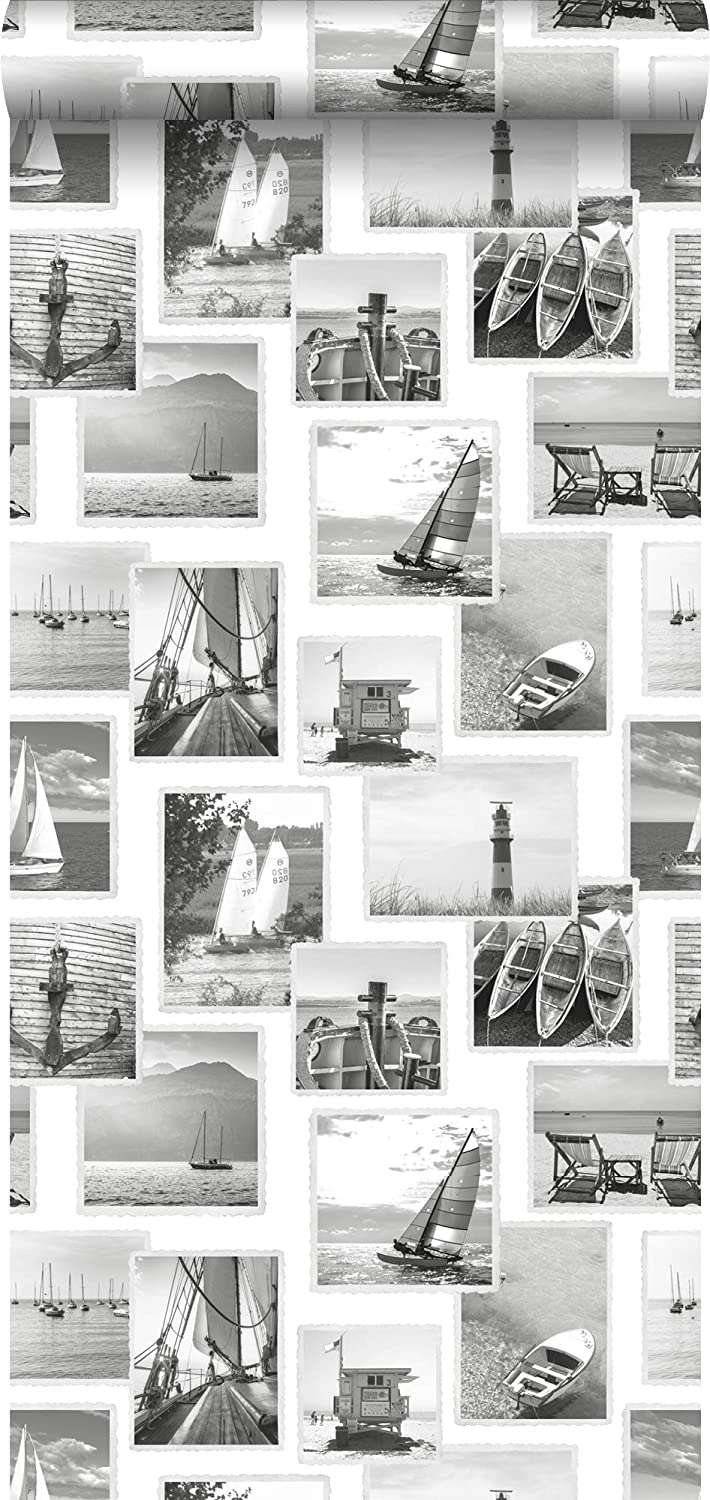 710x1500 Wallpaper Photo Collage Beach Dark Gray and White