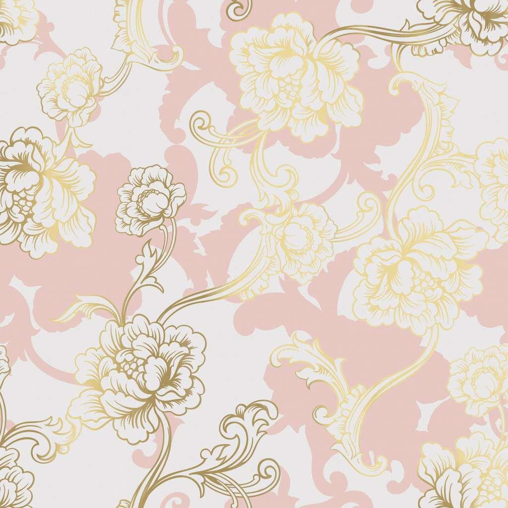 1024x1024 Contemporary wallpaper / floral / blue / pink CARBONS