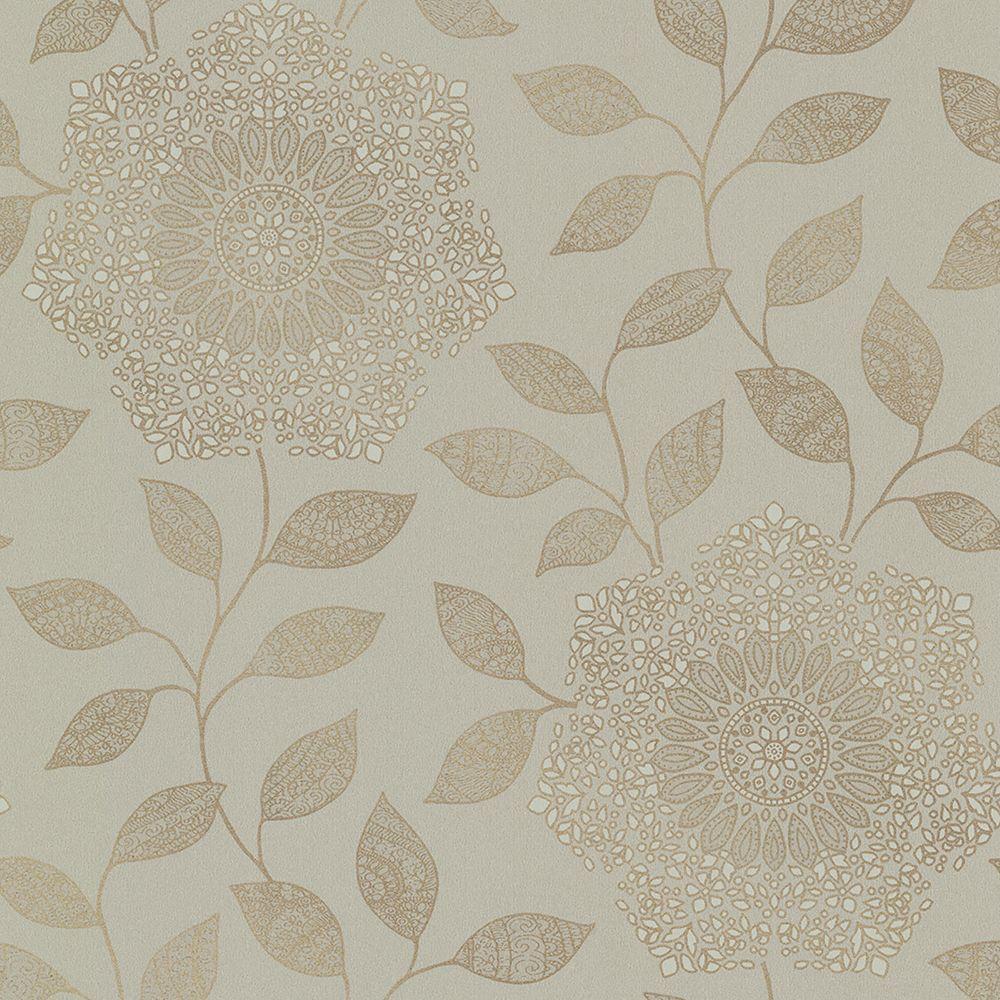 1000x1000 Kenneth James Shirazi Taupe Bohemian Floral Wallpaper Sample 2618