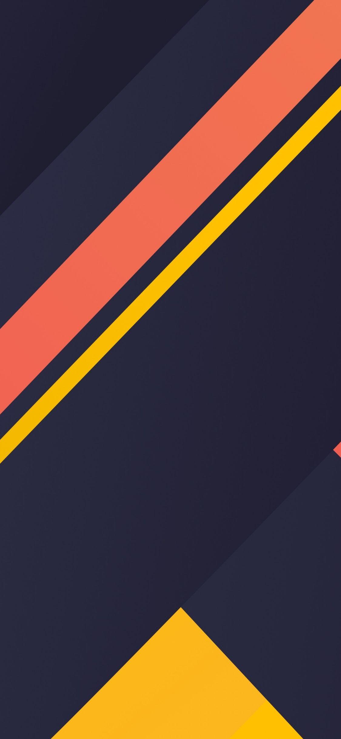 1125x2436 Material, Dark, Yellow Design, Stripes, Minimal, Wallpaper