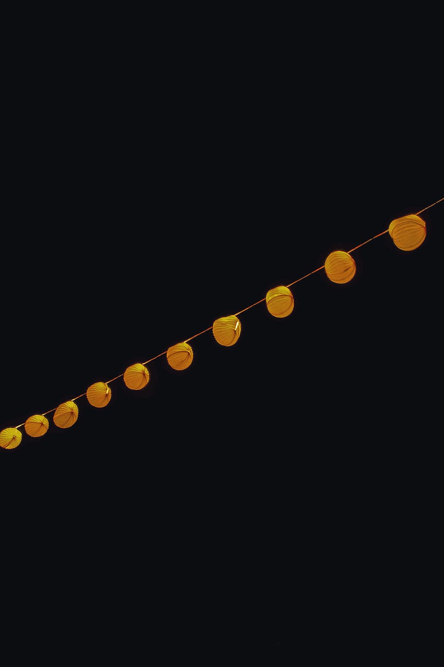 910x1365 HD wallpaper: paper lantern turned on, light, yellow, darkness