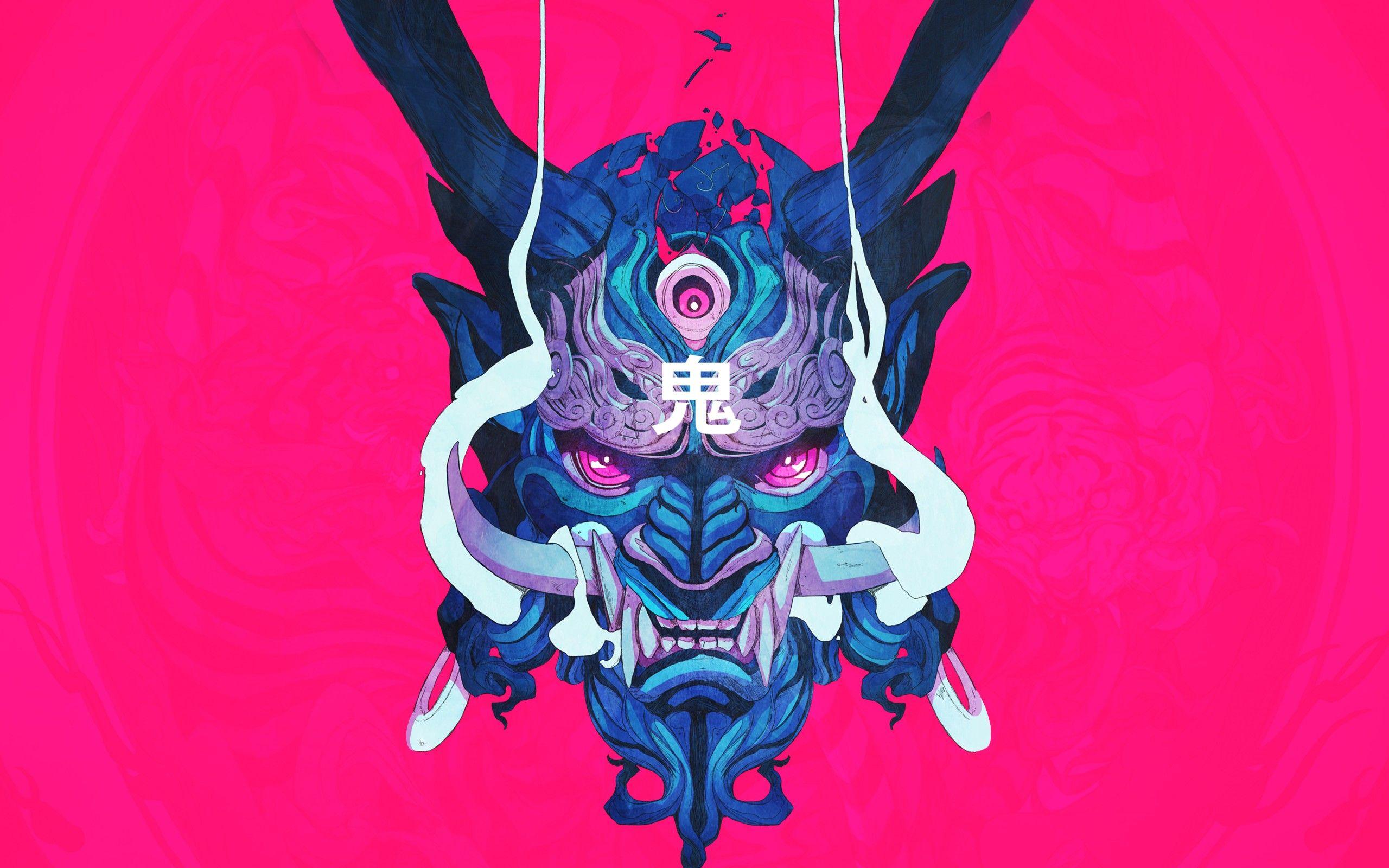 2560x1600 ChunLo, Japanese, Mask, Samurai, Demon, Illustration, Oni mask