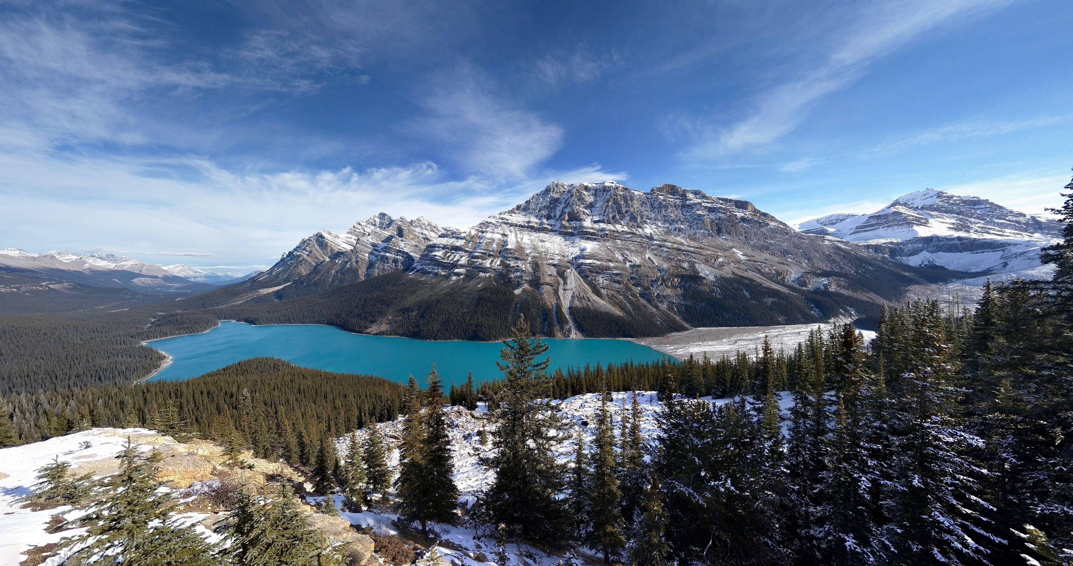 4096x2160 lake, Mountains, Nature, Photography, Trees, Pine Trees, Clouds