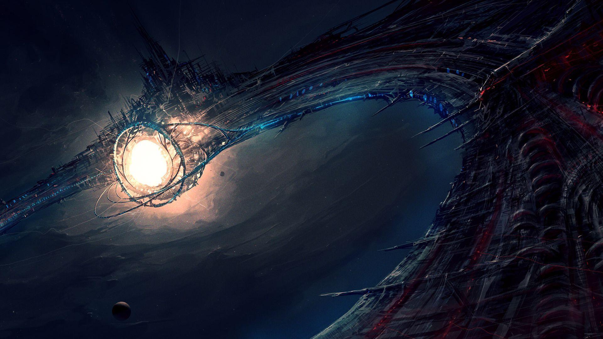 1920x1080 Futuristic Spaceship Painting HD Wallpaper FullHDWpp HD