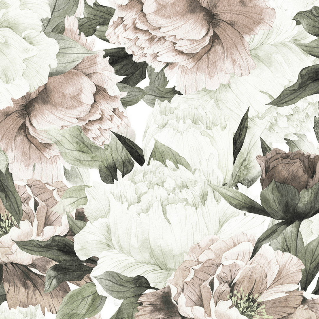 1080x1080 Blush Floral Wallpaper Mural. Feminine Floral Wallpaper