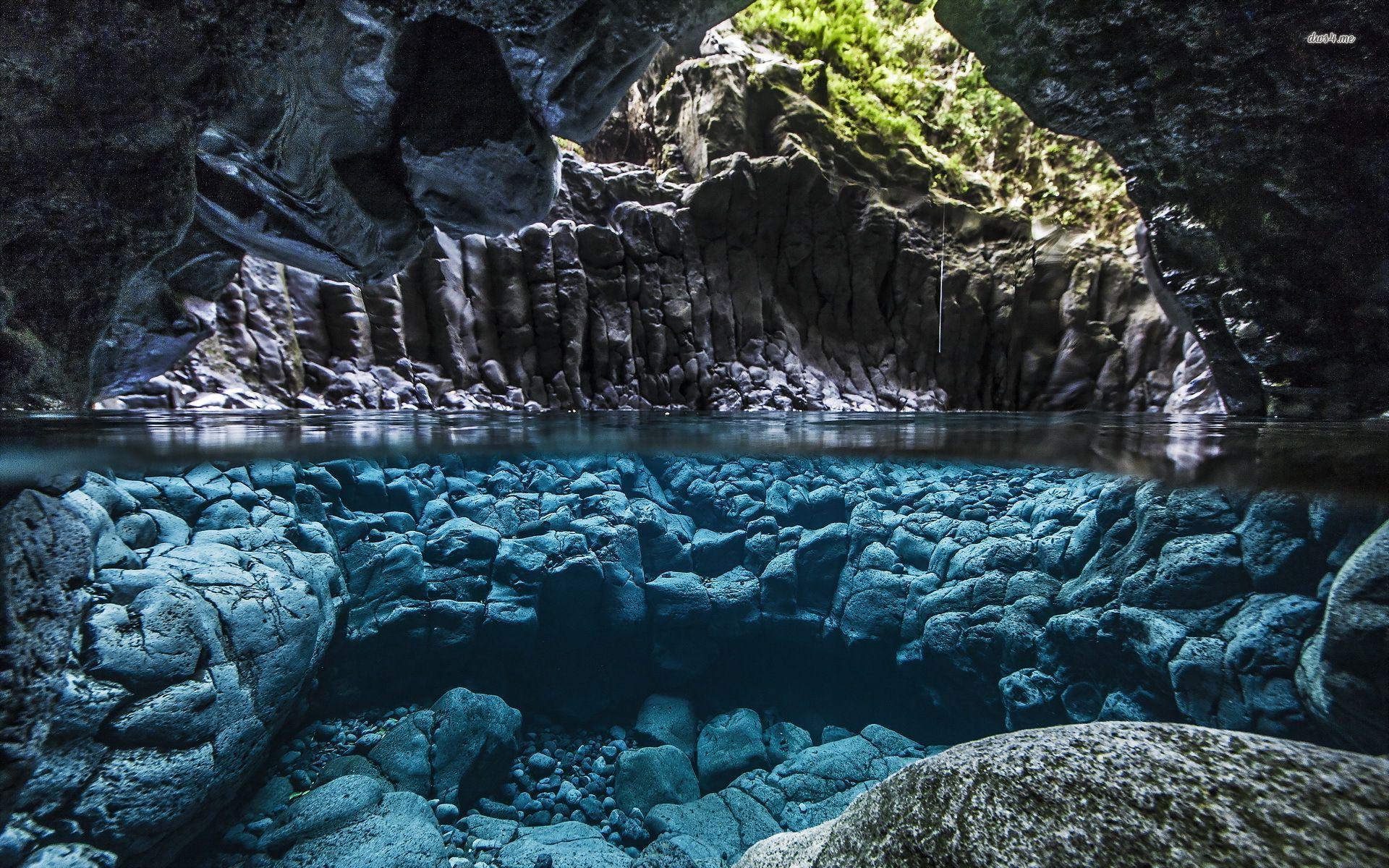 1920x1200 Underwater Cave Beach Wallpaper 1920x1200 px