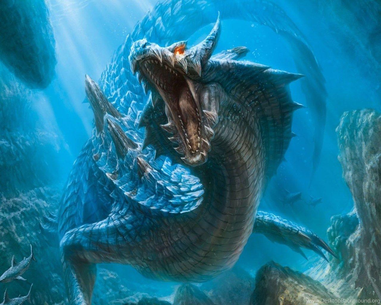1280x1024 Dragon In The Underwater World Wallpaper Desktop Background