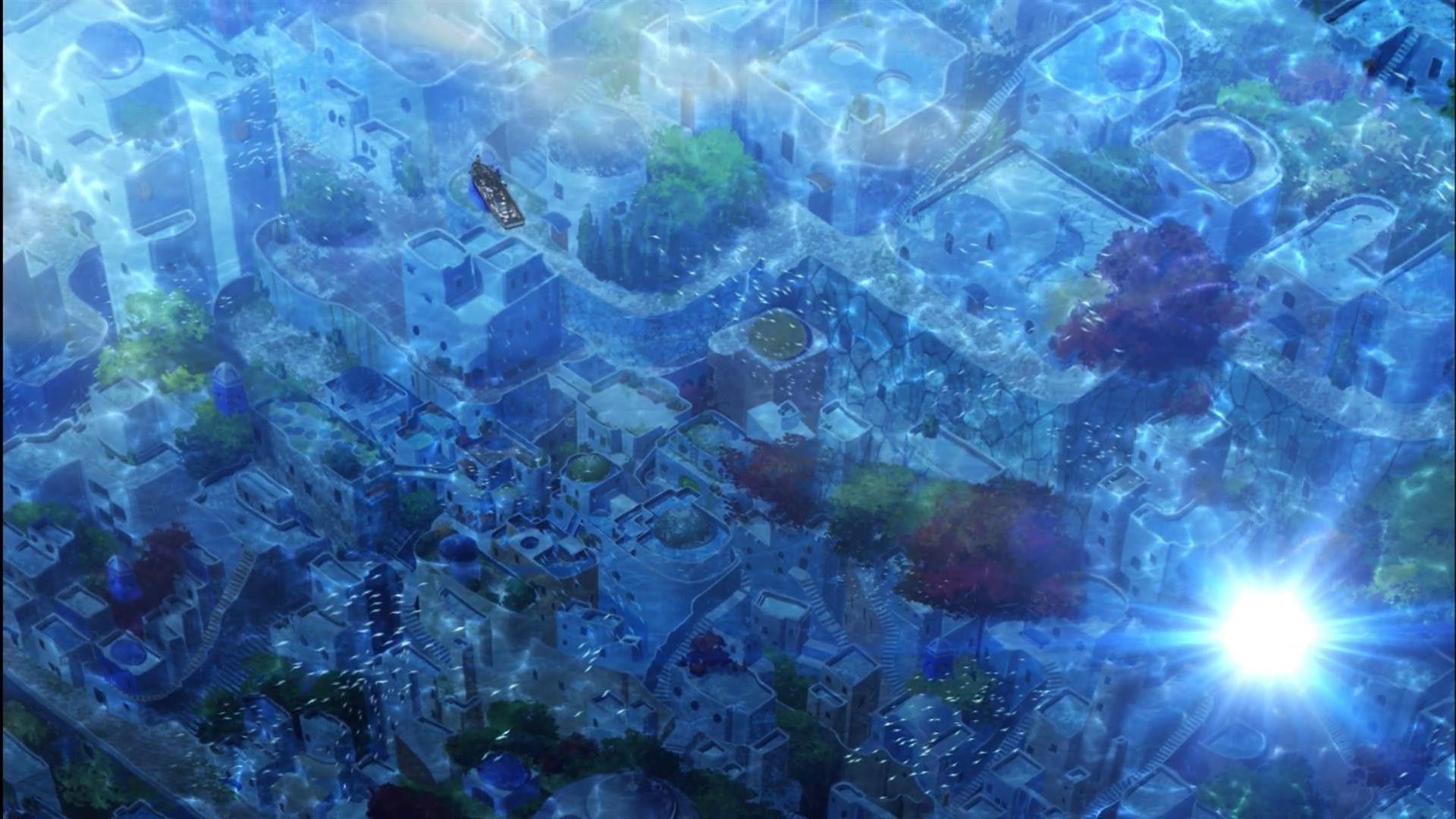 1920x1080 Nagi No Asukara, Sea, City, Sunken Cities Wallpaper HD / Desktop