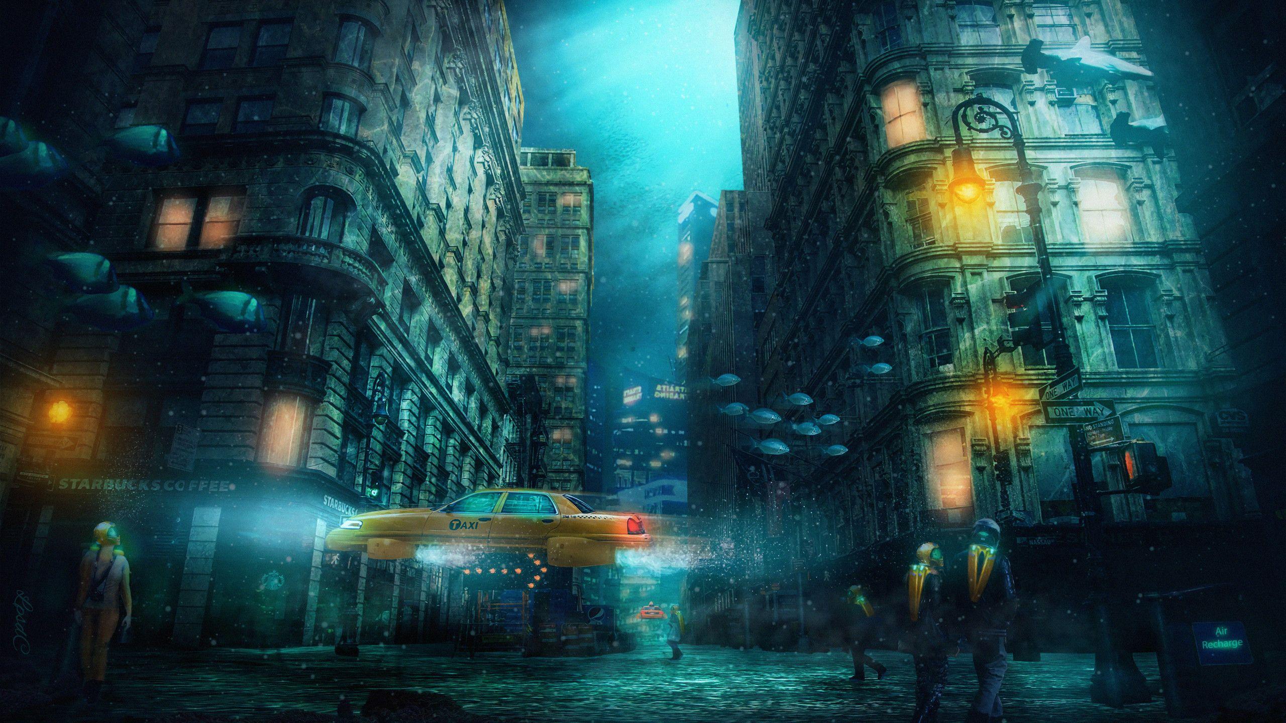 2560x1440 Underwater City 4k 1440P Resolution HD 4k Wallpaper