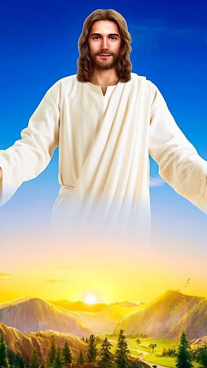 800x1422 Yeshu Masih, Latar Belakang Langit Biru, yesus kristus, tuhan, tuhan, Wallpaper ponsel HD