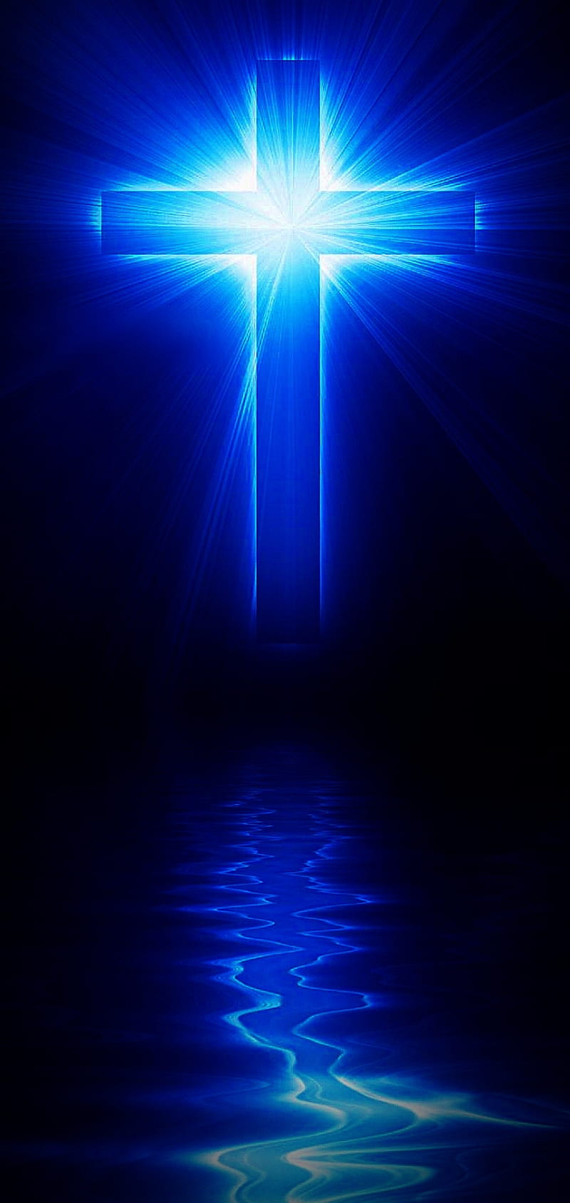 800x1689 Salib, salon kecantikan, biru, kristen, gelap, tuhan, yesus, cahaya bulan, malam, Wallpaper ponsel HD