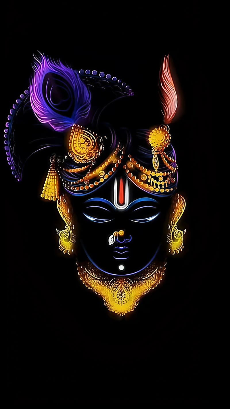 800x1422 Dwarkadhish, Art Work, black background, lord krishna, god, HD phone wallpaper