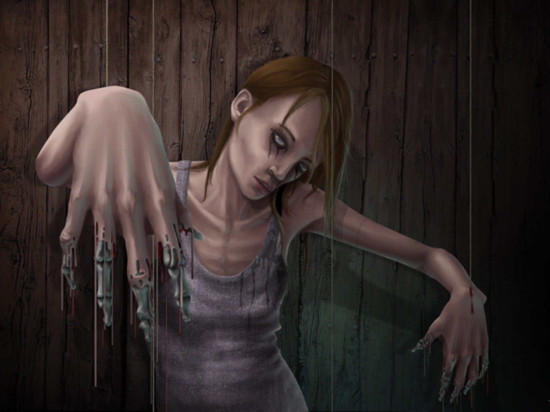 1920x1440 illustration, Girl, Woman, Horror, Skeleton Wallpaper HD / Desktop and Mobile Background