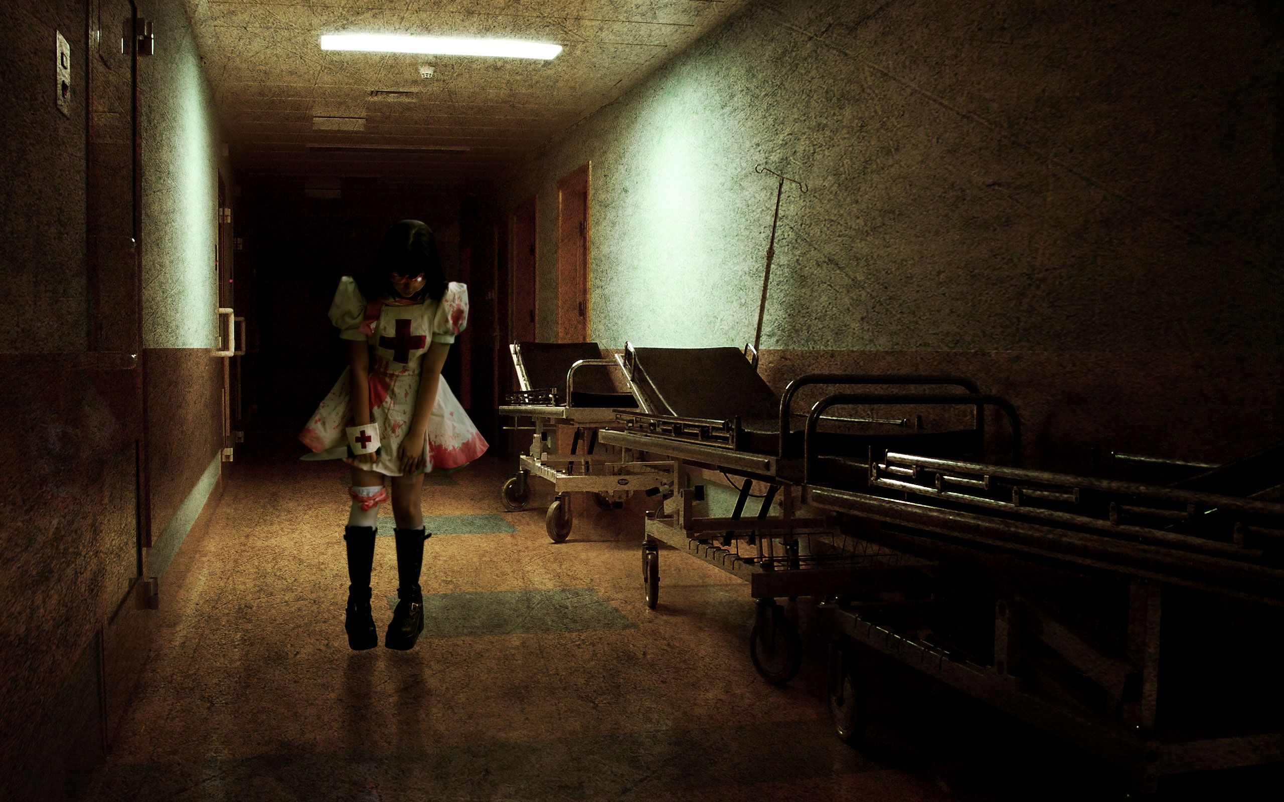 2560x1600 Phone wallpaper: Dark, Horror, Women, Bed, Blood, Child, Cross, Door, Hospital, Nurse 163338