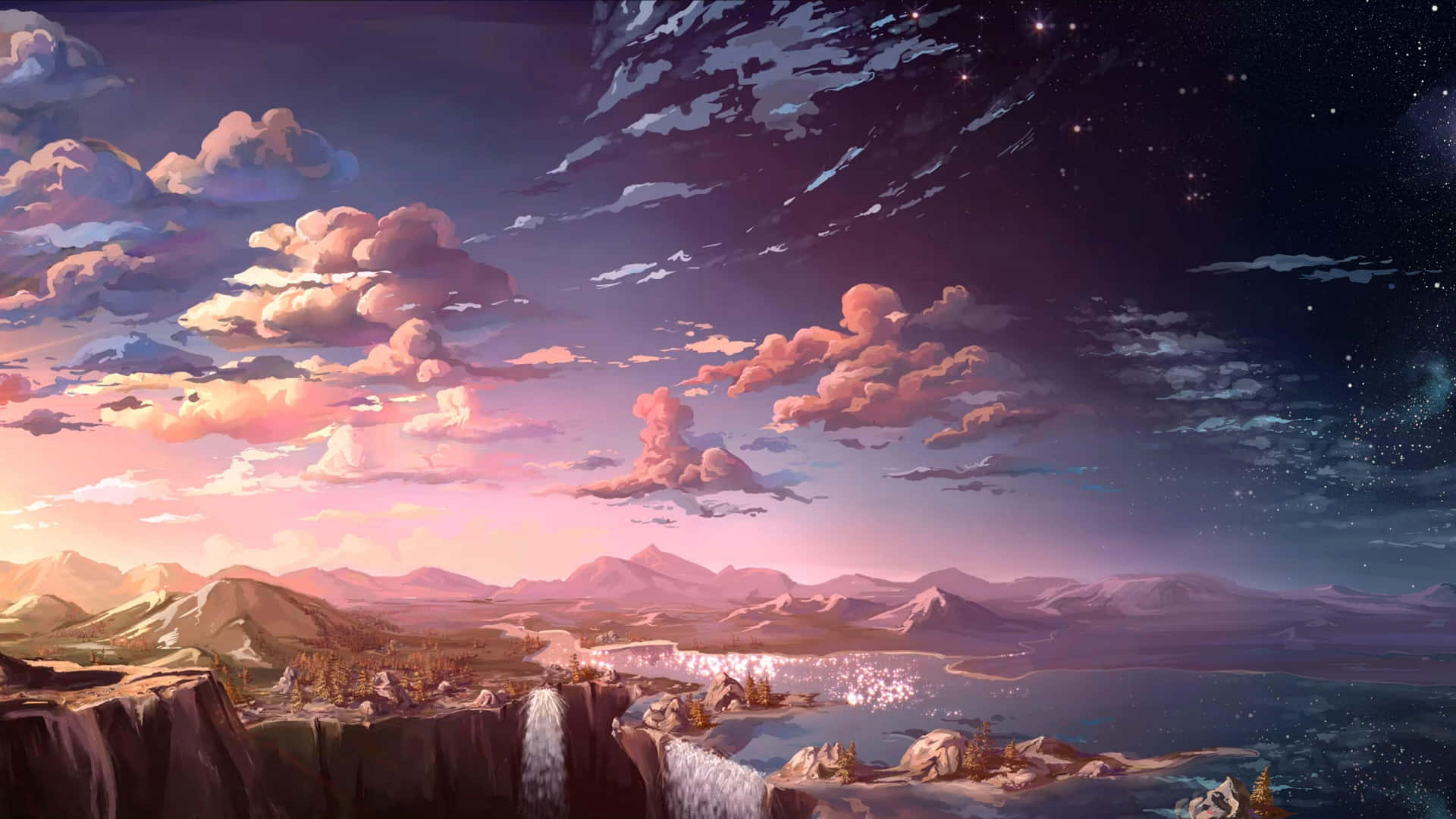 1920x1080 Download “take In The Scenery As You Explore A Peaceful Anime Landscape.” Wallpaper
