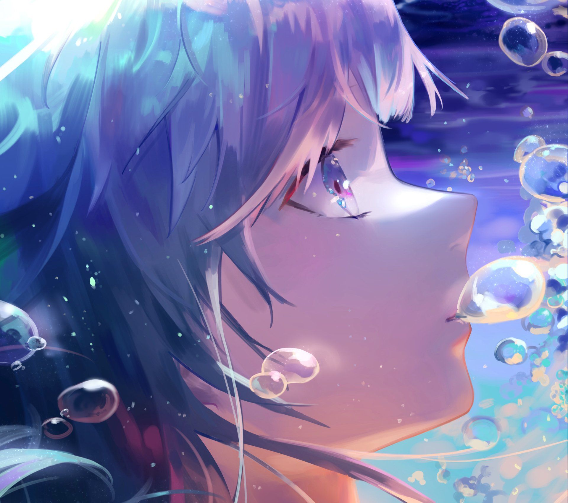 1920x1702 Anime Girl in a Dreamy Bubble World. HD Wallpaper