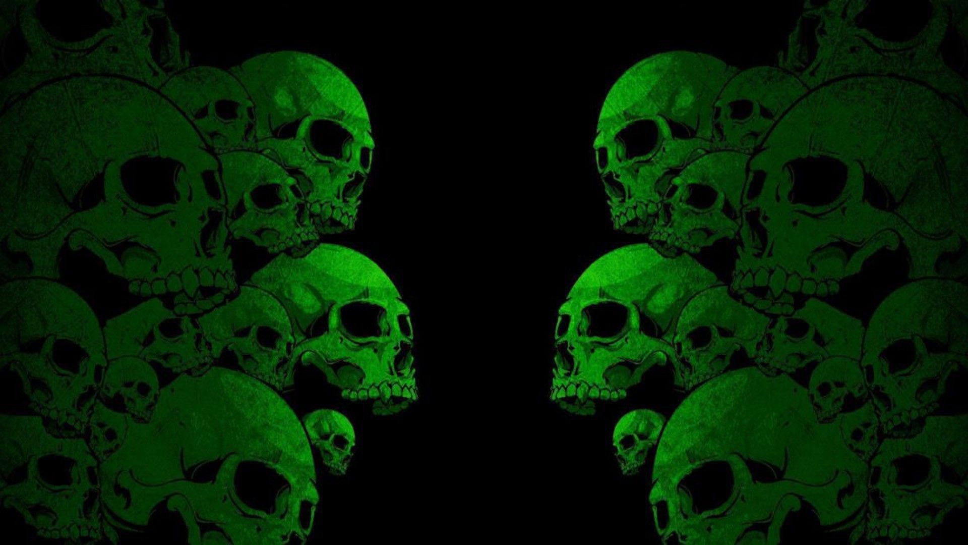 1920x1080 Green Horror Skulls Black Background HD Green Wallpaper