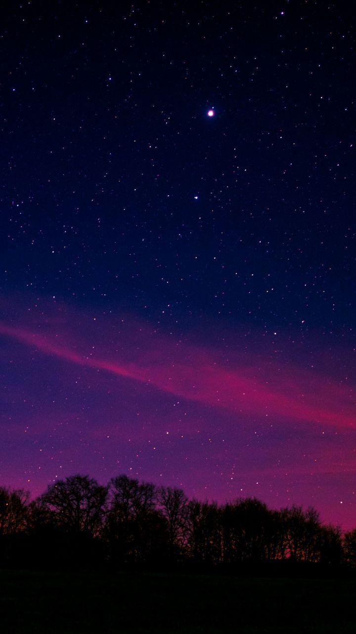 720x1280 Download 720x1280 wallpaper Blue pink sky, starry night, nature