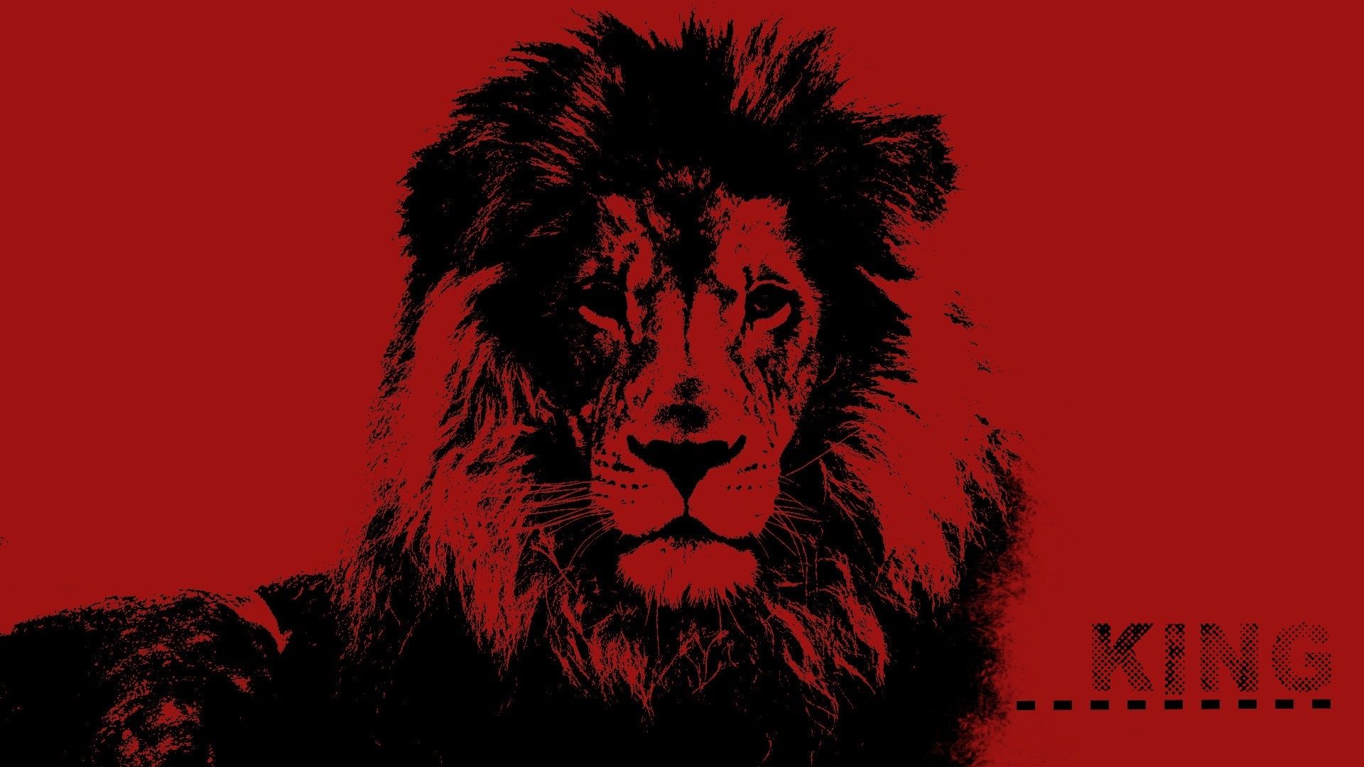 1920x1080 Wallpaper Desktop, red, fantasy, black, art, lion, king, pop art for mobile and desktop, section кошки, resolution 1920x1080