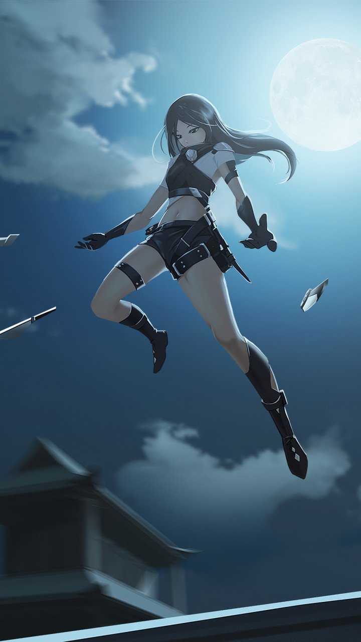 720x1280 Anime Girl Attack Swords Small Weapons 4K HD Wallpaper (720x1280)