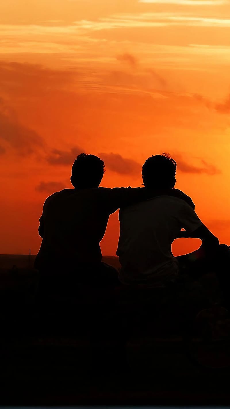 800x1422 Friendship Ke, two friends enjoying the sunset view, friends, HD phone wallpaper