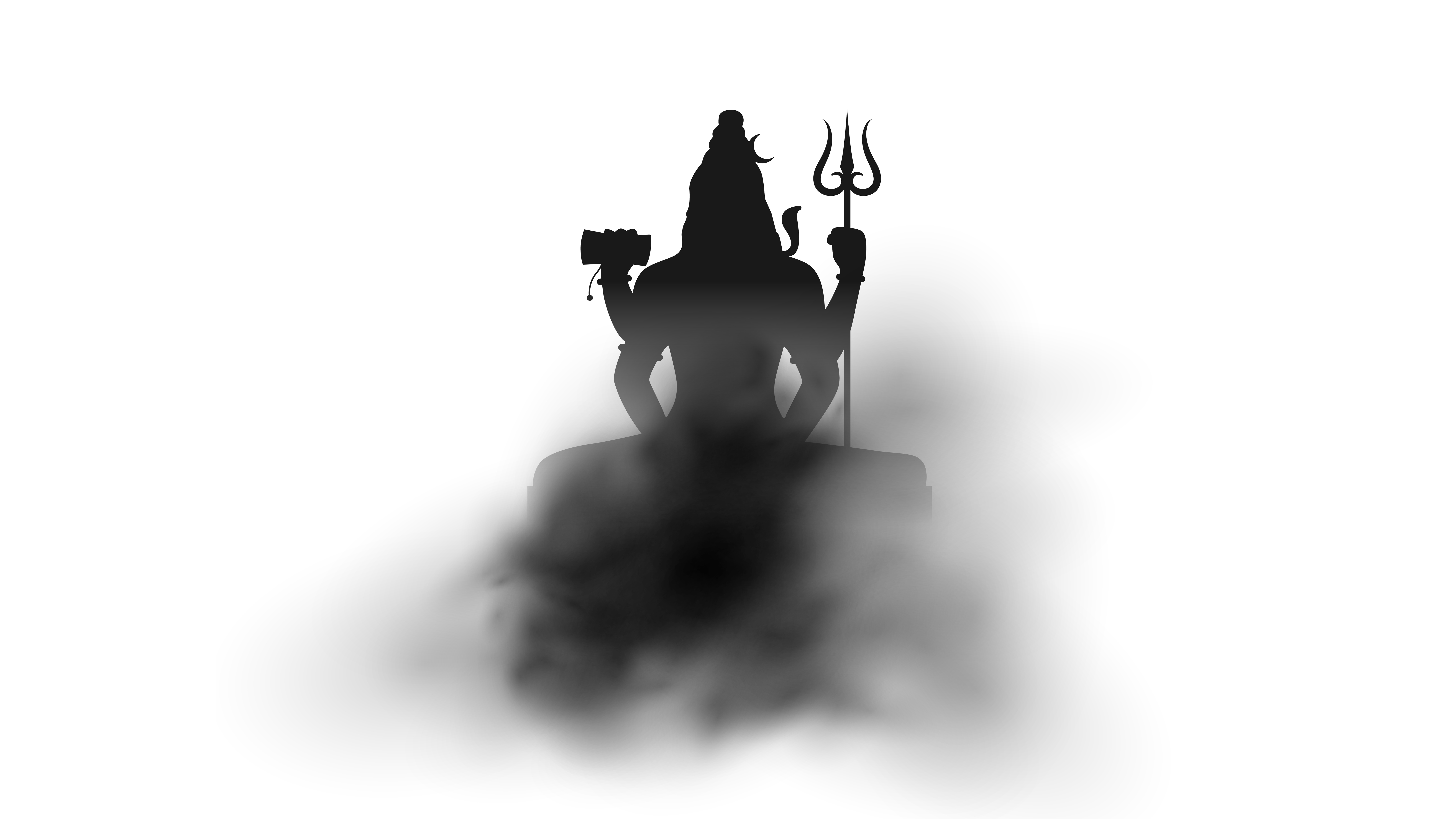 7680x4320 Lord Shiva Wallpaper 4K, 8K, White background, Silhouette
