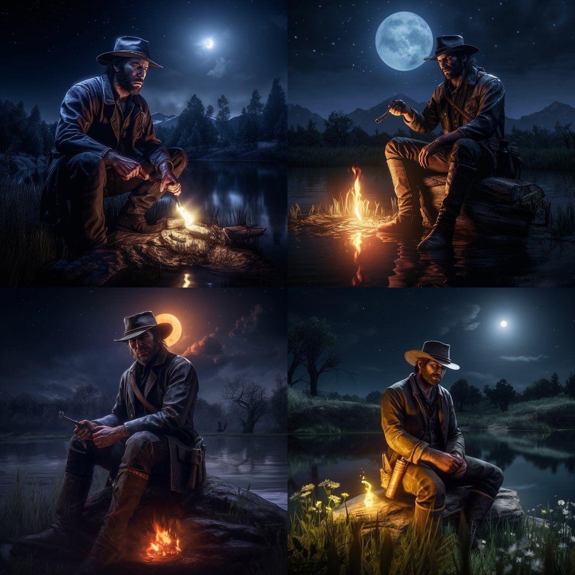 1160x1160 Arthur Morgan By Campfire In 4K Ultra Realistic Wallpaper Dead Redemption 2 Cinematic Scene Prompt
