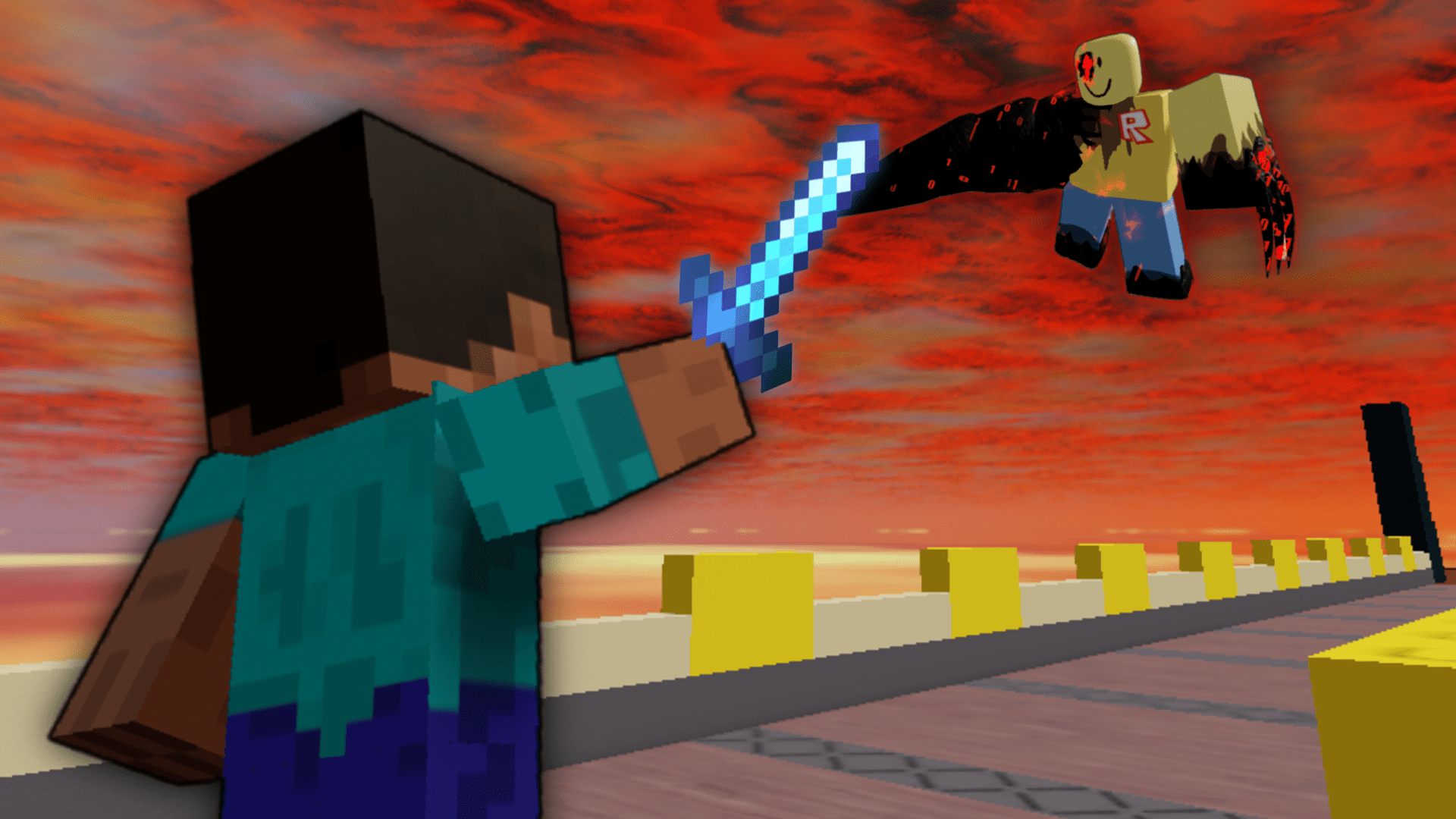 1920x1080 Herobrine vs John Doe (Minecraft vs Roblox) Fan Art