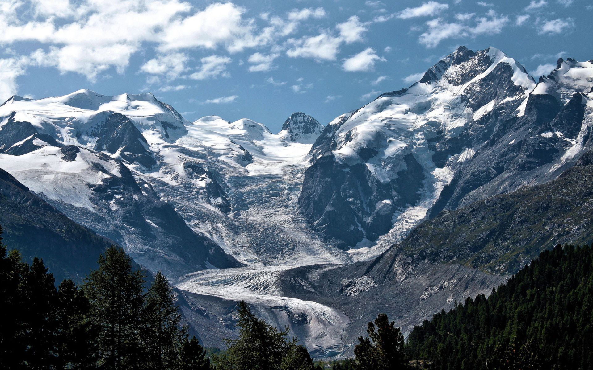 1920x1200 nature, Mountains, Glacier, Ice, Snow, Peaks, Trees, Forest, Sky, Clouds, Scenic Wallpaper HD / Desktop and Mobile Background