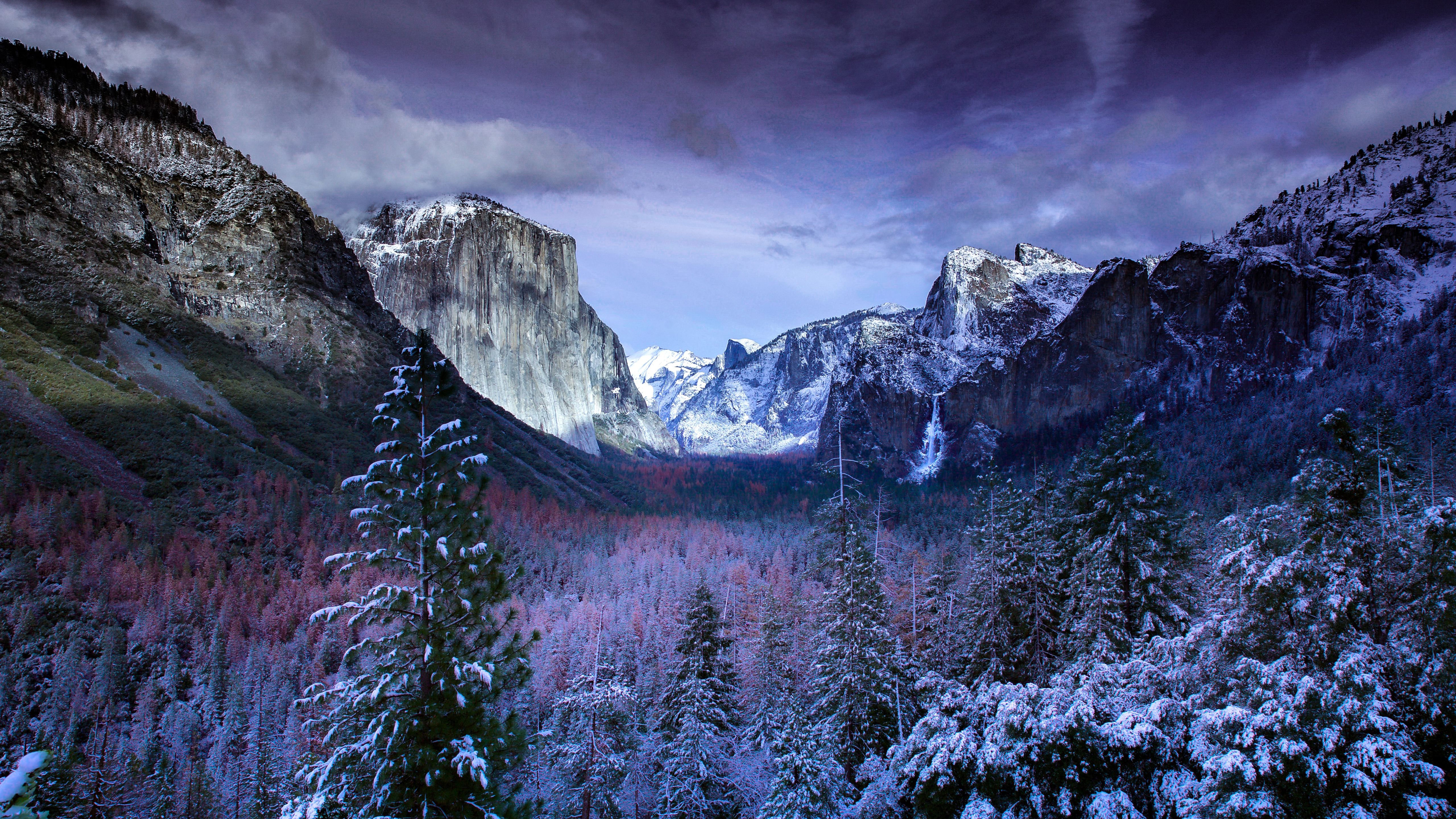 5120x2880 Winter Fall Season Yosemite National Park California Sierra Nevada Mountains 4K 5K HD Travel Wallpaper
