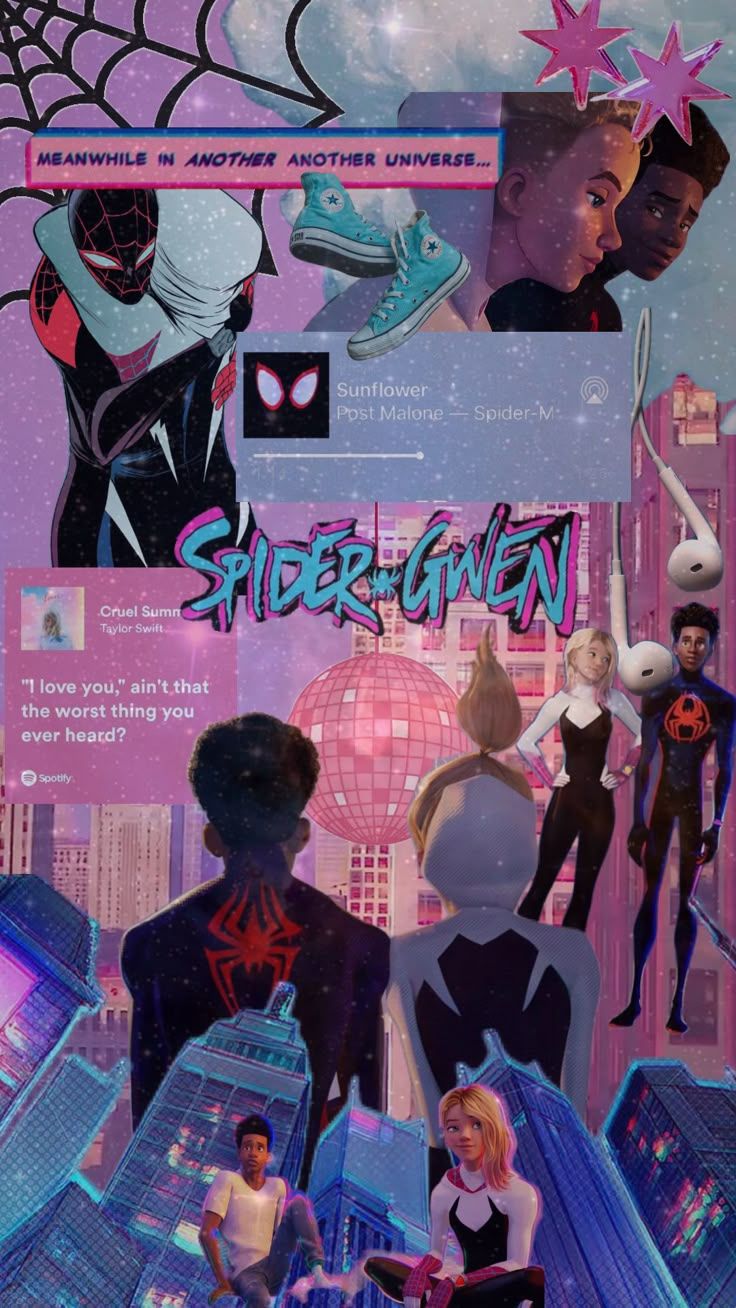736x1308 movies #couple #spiderman #spidergwen #gwenstacy #milesmorales #wallpaper