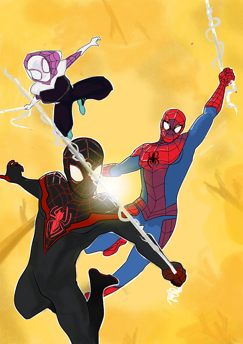 800x1132 Spider Man, Spider Gwen, Miles Morales, HD Phone Wallpaper
