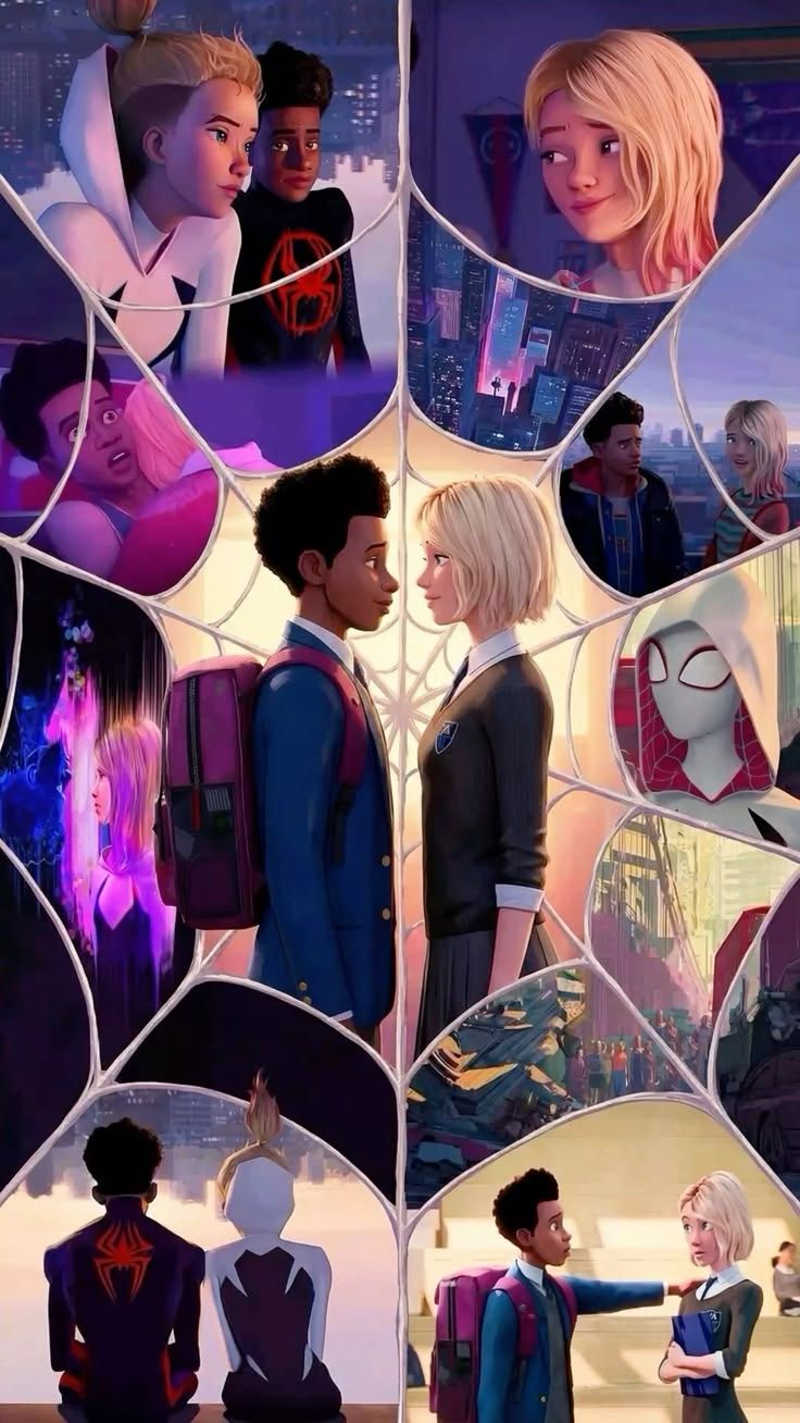 736x1308 Wallpaper miles and gwen. Spider man: across the spiderverse miles and gwen, Gwen stacy aesthetic