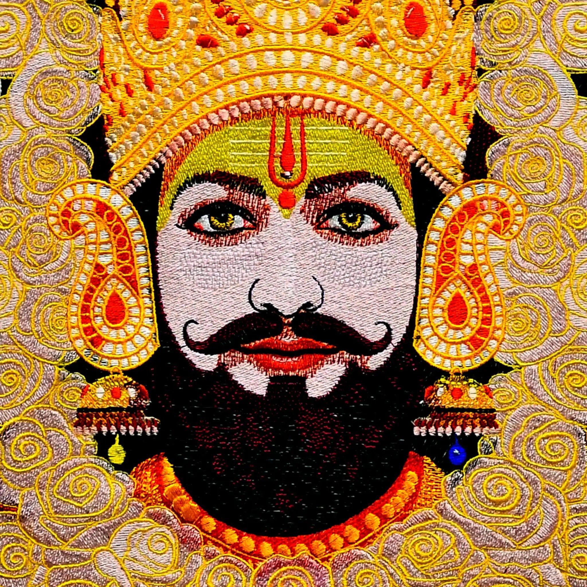 2048x2048 Khatu Shyam Ji Embroidered Wall Art. 609 Stitches. Machine Embroidery India