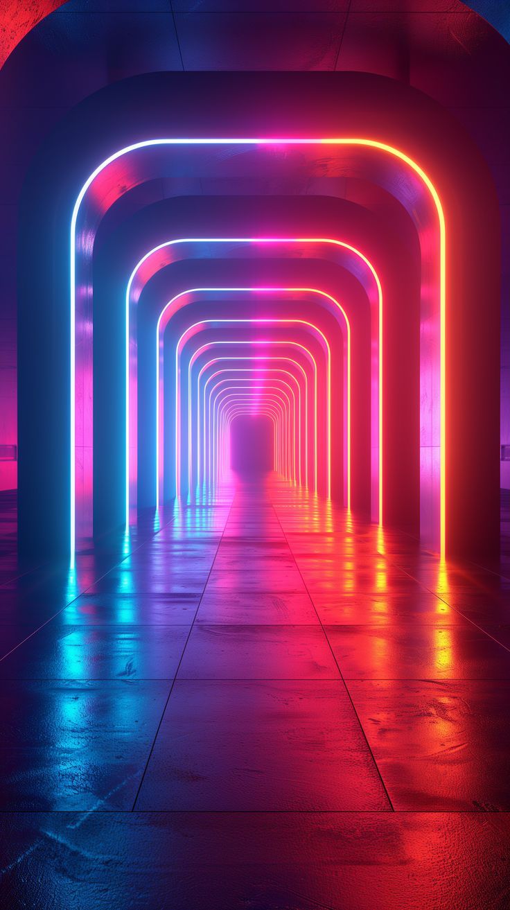 736x1313 Neon Tunnel. Wallpaper for iPhone and Android