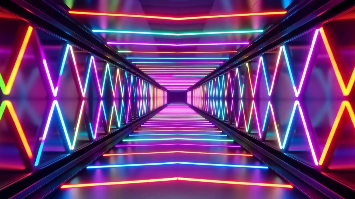 1244x700 Neon Light Tunnel Stock Video Footage for Free Download