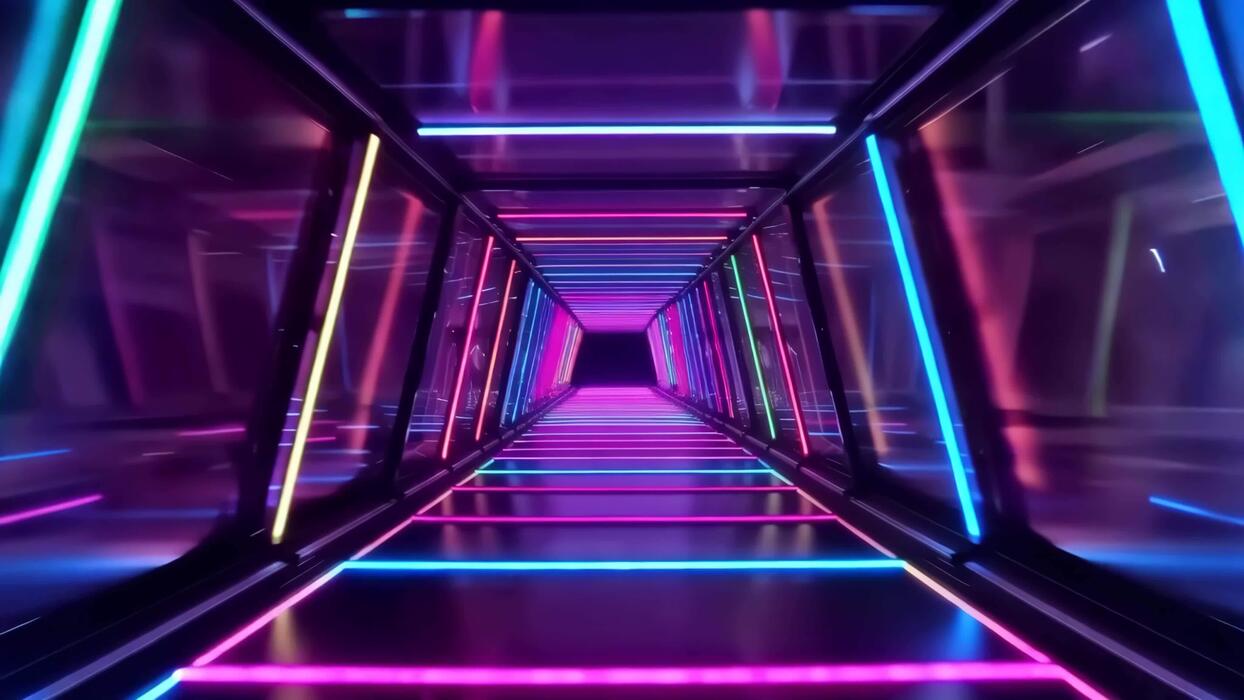 1244x700 Neon Light Tunnel Stock Video Footage for Free Download